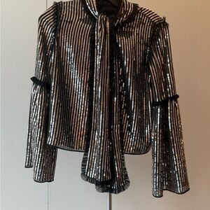 Needle & Thread Silver Striped Sequin Fabric